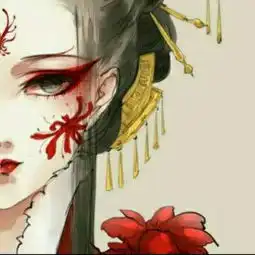 用花遮住一半脸的动漫情侣头像