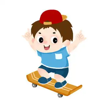 卡通男孩滑板