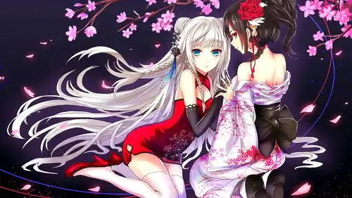 anime1920x1080animeanimegirlschinesedresskimonocherryblossomoriginalcharacterscheongsamlesbians二次元插画萌系小q