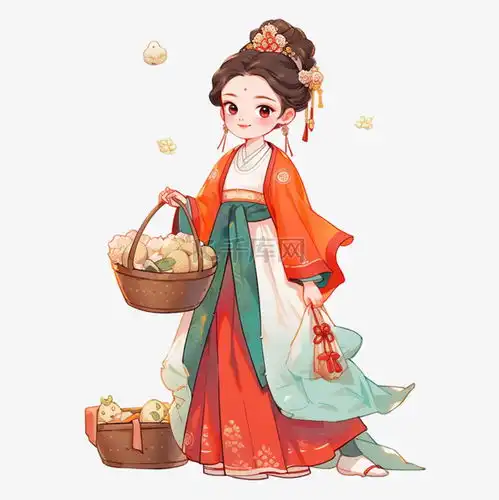 中秋节古代美女月饼卡通手绘元素素材图片免费下载千库网