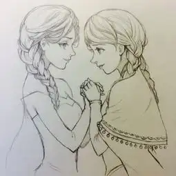 冰雪奇缘动漫唯美线稿手绘黑白堆糖,美好生活研究所