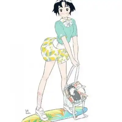 滑板少女卡通头像,送给酷爱滑板的朋友们了