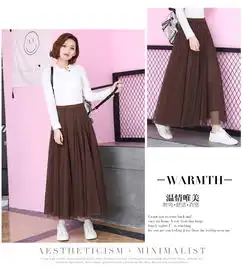 施悦名春季新款韩版双层纱裙女半身长裙蓬蓬高腰气质淑女雪纺百褶裙