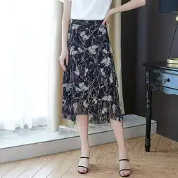 施悦名半身裙中长款女夏韩版夏季休闲显瘦雪纺半身碎花长裙a
