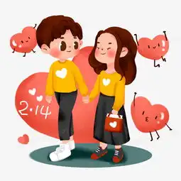 情人节卡通情侣穿情侣装牵手微笑元素png图片素材免费下载psd格式20002000像素熊猫办公