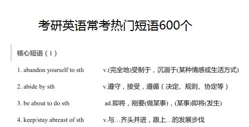考研英语常考热门短语600个建议收藏