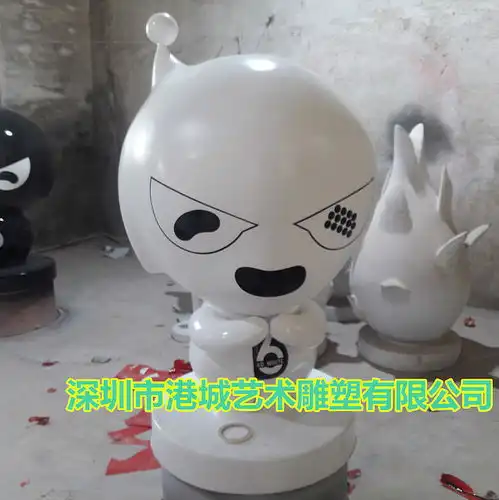 为你而来表情包造型玻璃钢黑白卡通雕塑定制厂家