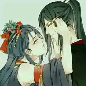 手绘古风,男女对视图片