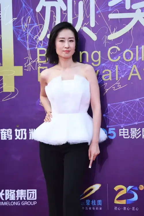 谁说中年女性不性感刘敏涛穿一字肩透视薄纱裙,身材精致气场足