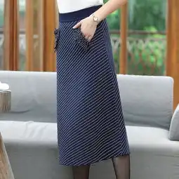 2018秋季新款女装条纹时尚洋气针织半身中长裙