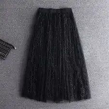 仙女裙网纱裙中长款纱裙百褶裙仙女裙春秋女半身长裙1608803
