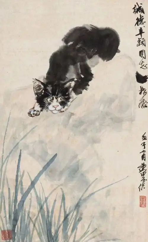 看看黄胄笔下的小萌猫