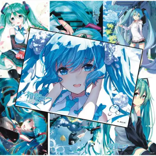 动漫海报初音未来怦然心动二次元周边墙贴海贼王明信片卧室墙纸