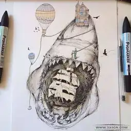 意大利艺术家alfredbasha的超现实风格素描插画