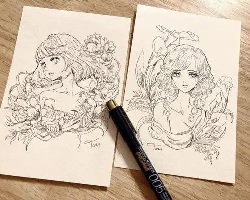 日式淡雅小清新水彩动漫少女,仙气十足