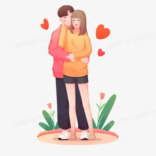 卡通手绘情侣相拥人物元素png图片素材免费下载手绘png30003000像素